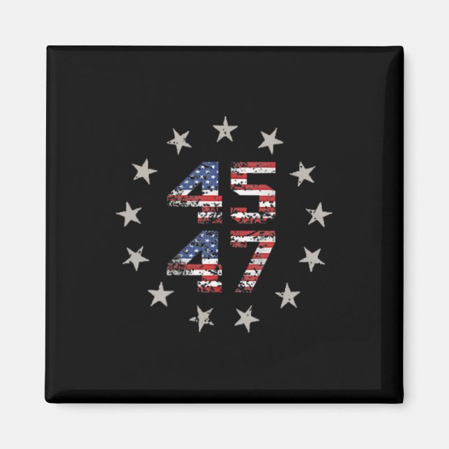 47 Trump 2024 American Flag (auf der Rückseite) 1 Magnet (Vorne)