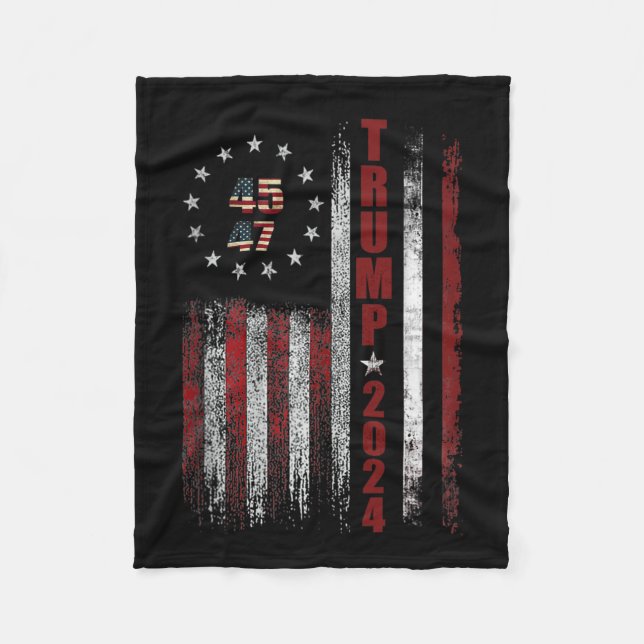 47 Trump 2024 Amerikanische Flagge 1 Fleecedecke (Vorderseite)