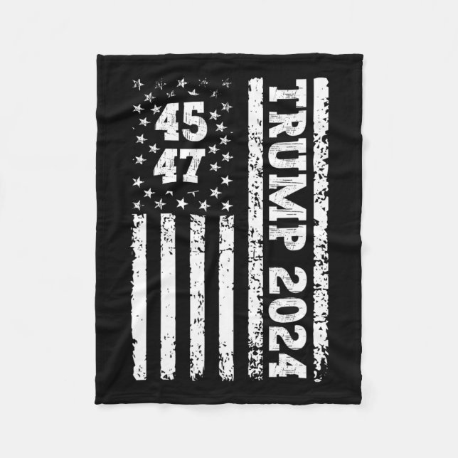 47 Trump 2024 Amerikanische Flagge 2 Fleecedecke (Vorderseite)