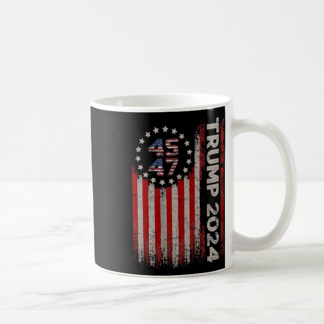 47 Trump 2024 Amerikanische Flagge 4 Kaffeetasse (Rechts)