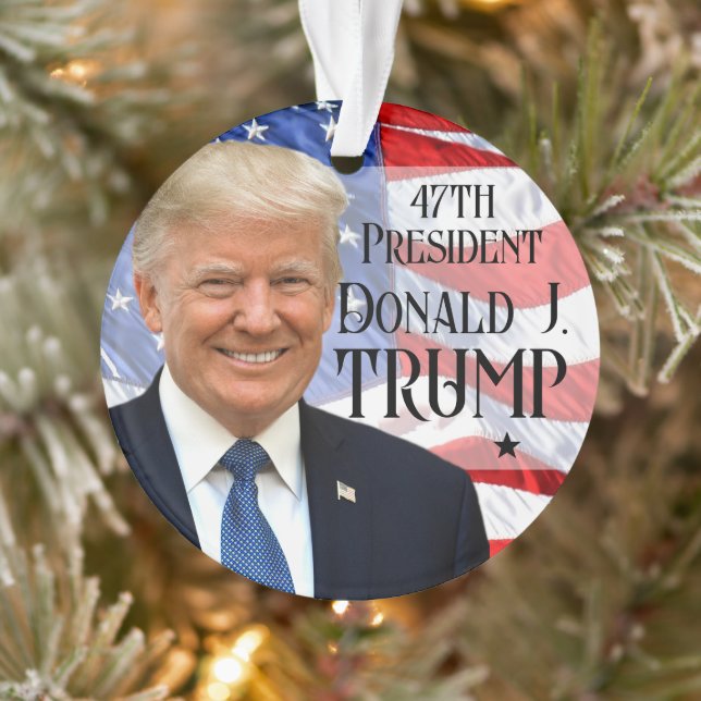 47ème Président Trump 2024 Photo drapeau américain (Arbre)