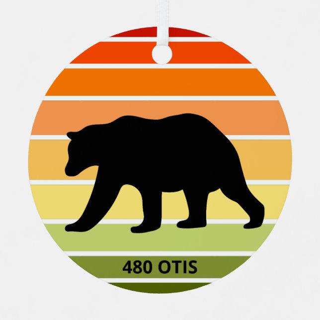 480 Otis Bear Silhouette auf der Sonne Ornament Aus Metall (Vorderseite)