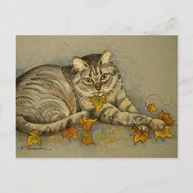 4872 Herbstkatze Postkarte (Vorderseite)