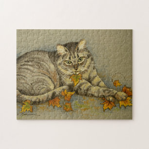 4872 Katze mit Herbstlauben Puzzle