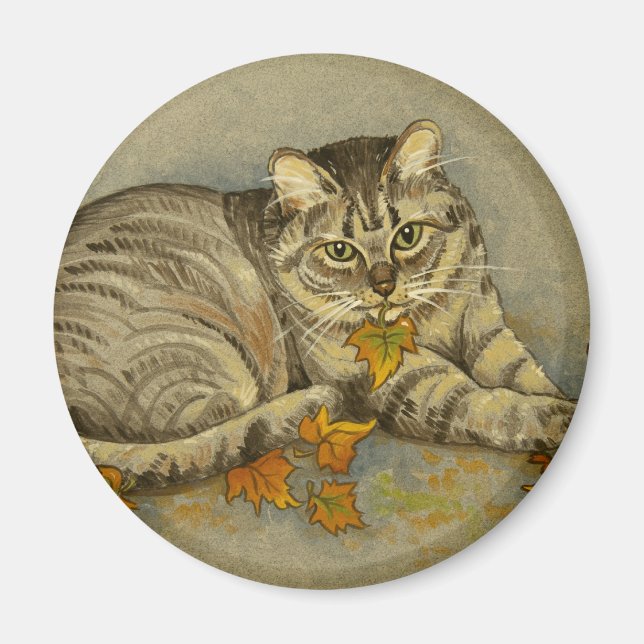 4872 Magnet de chat d'automne (Devant)