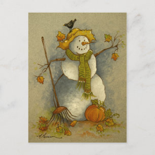 4878 Ernte Snowman Postcard Postkarte