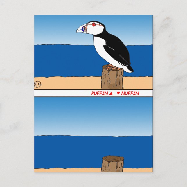487 Puffin Cartoon Postkarte (Vorderseite)
