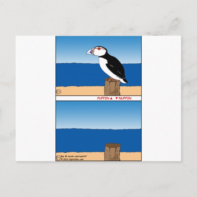 487 Puffin Cartoon Postkarte (Vorderseite)