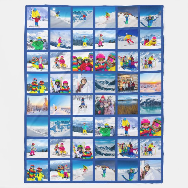 48 Foto-Raster-Collage Dunkelblau Fleecedecke (Vorderseite)