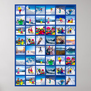 48 Foto-Raster-Collage Dunkelblau Poster