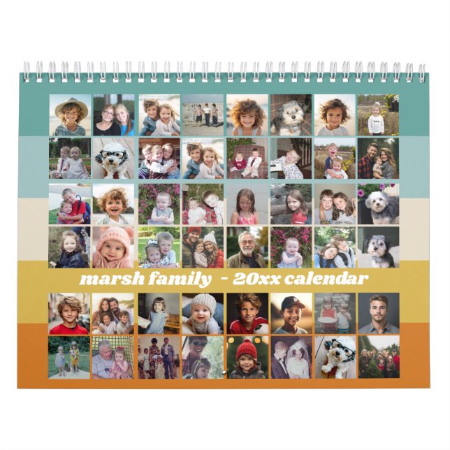 48 Foto - Retro Stripe Farbenfrohe Familie Kalender (Titelbild)