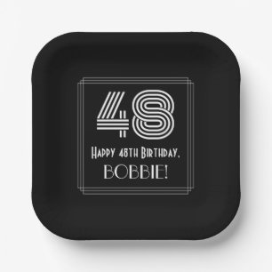 48. Geburtstag — Art Deco Inspiriert Look "48" + N Pappteller