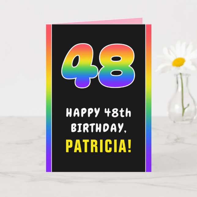 48. Geburtstag: Farbiger Regenbogen # 48, Individu Karte (Kleine Pflanze)