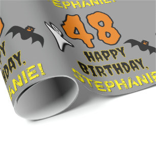 48. Geburtstag: Gruseliges Halloween-Thema, benutz Geschenkpapier