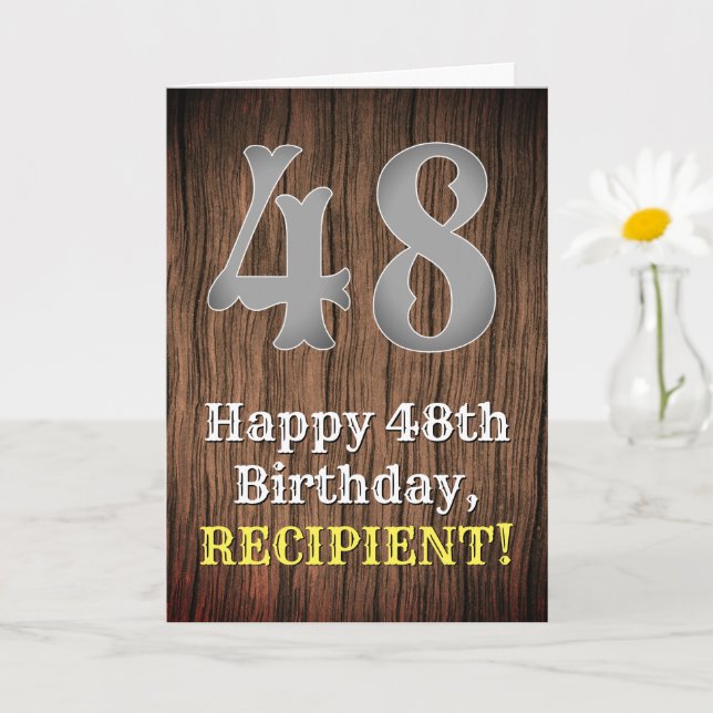 48. Geburtstag: Inspirierter Country Western Look, Karte (Kleine Pflanze)