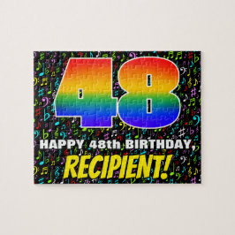 48. Geburtstag — Spaß, bunte Musiksymbole & "48"