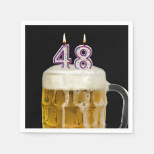 48. Geburtstagsbär auf schwarz Serviette