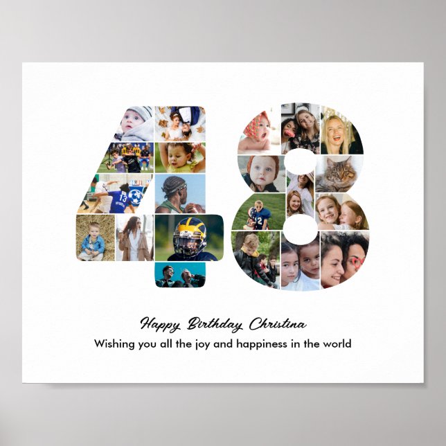 48. Geburtstagsfeier Nummer 48 Fotocollage Poster (Vorne)