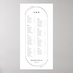 48" Moderne Oval Seating Chart Poster