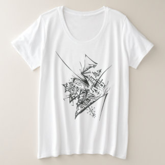 48 Schwarz-Weiß-Abstrakt-Tribal-Tattoo-Kunst Große Größe T-Shirt