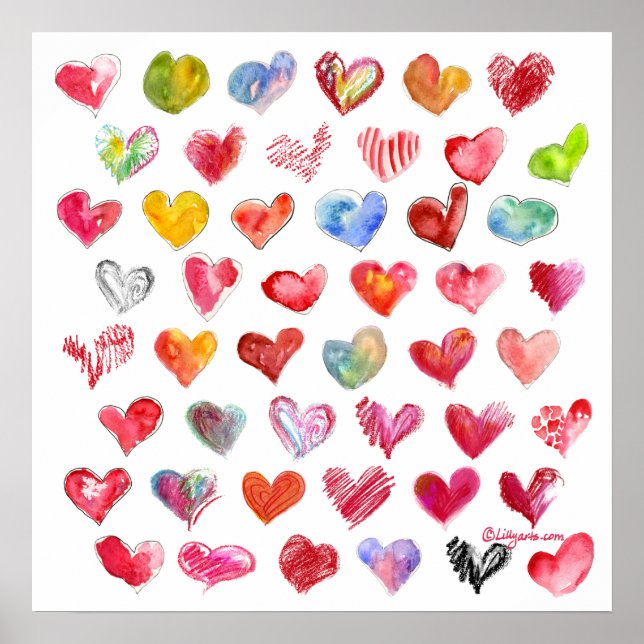 48 Valentine Hearts Square Poster (Vorne)