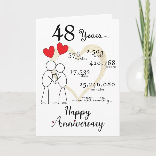 48e anniversaire du Mariage Carte avec ballons car (Devant)