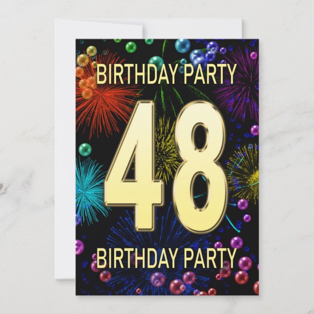 48e anniversaire Invitation fête feux d'artifice (Devant)