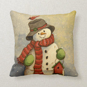 4905 Snowman & Birdhouse Weihnachten Kissen