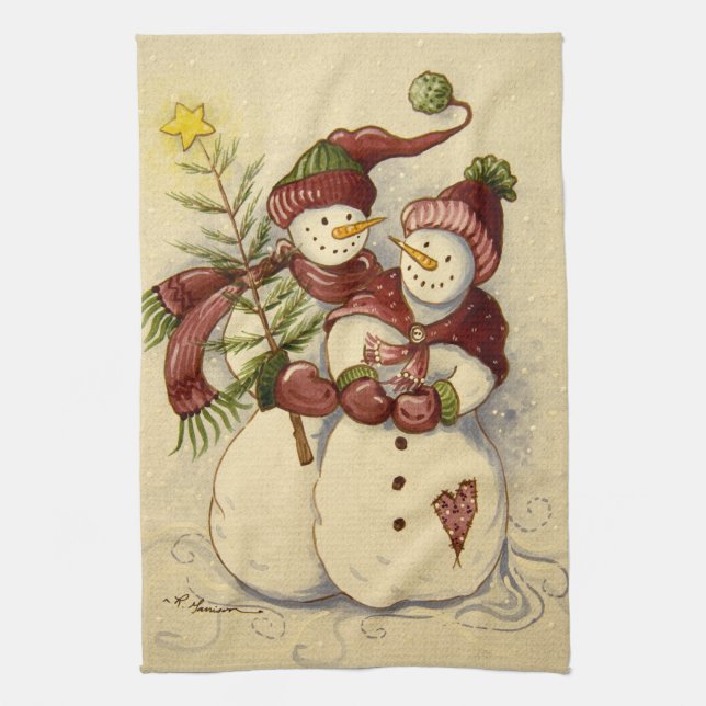 4924 Schneemänner Weihnachten Küchentuch (Vertikal)
