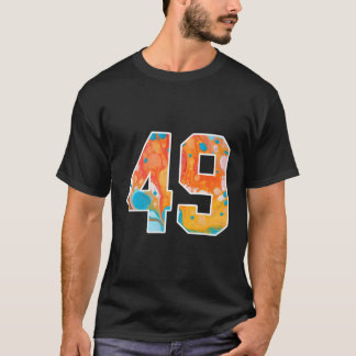 49 farbenfrohe Mannschaftsnummern vorne und hinten T-Shirt
