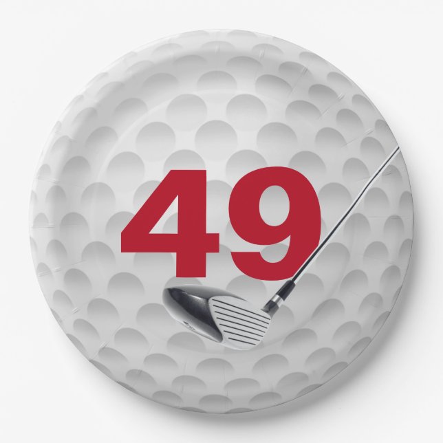 49. Geburtstag Golf Ball Design Paper Plate Pappteller (Vorderseite)