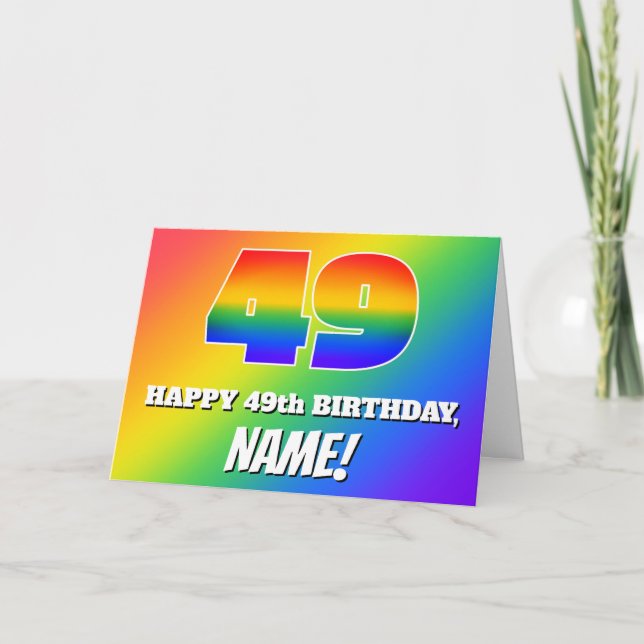 49. Geburtstag: mehrfarbiges Regenbogenmuster # 49 Karte (Vorderseite)