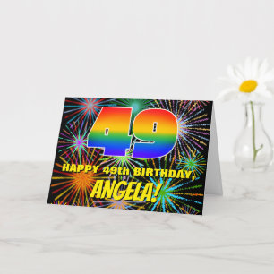 49. Geburtstag: Spaß, bunte feierliche Feuerwerke Karte