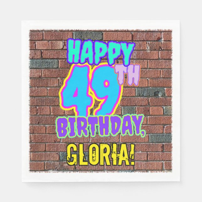 49. Geburtstag ~ Spaß, Urban Graffiti Inspiriert L Serviette (Vorderseite)