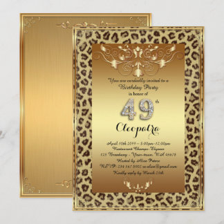 49. Geburtstagsparty 49., Royal Cheetah Gold plus Einladung