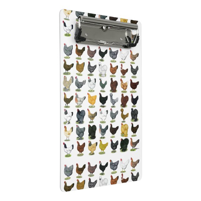 49 Hühnerhennen Mini Klemmbrett (Schrägansicht)