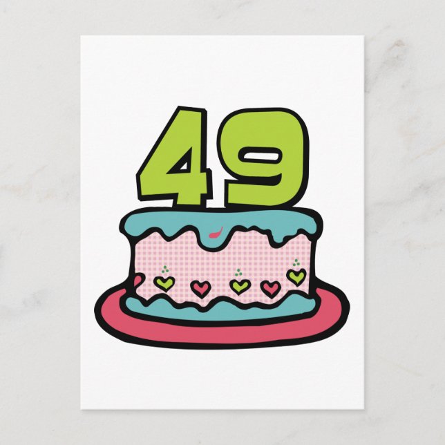 49-jähriger Geburtstagskuchen Postkarte (Vorderseite)