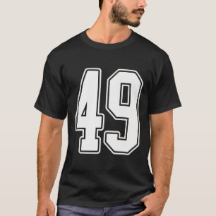 #49 White Kontur Number 49 Sports Fan Jersey Styl T-Shirt