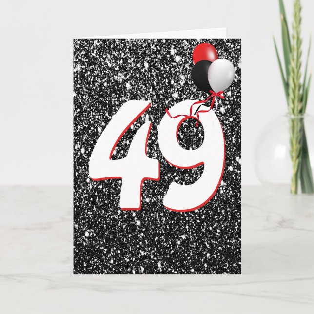 49e anniversaire Ballons sur carte Parties scintil (Devant)