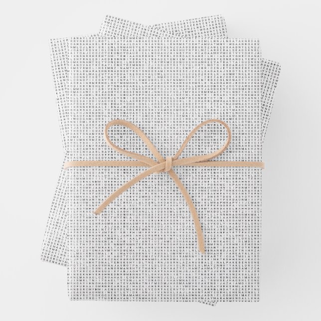 4.000+ Jungen nennen Word Search Puzzle Geschenkpapier Set (Beispiel)