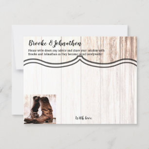 4.25x5.5 Advice Card Boots Country Rustic Western Einladung