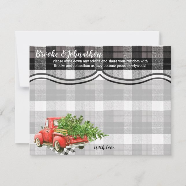 4.25x5.5 Advice Card XMAS Truck Baffalo Kariert Bl Einladung (Vorderseite)