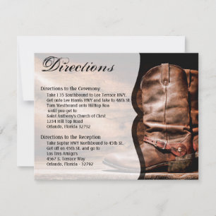 4,25x5,5 Richtungskarte Cowboy-Stiefel Scheunenhol Einladung