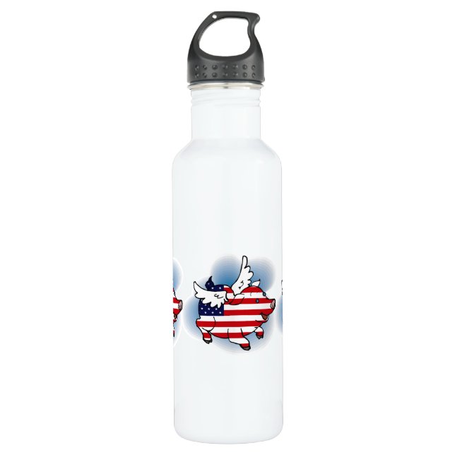 4. - 4. Juli Patriotische Schweine Trinkflasche (Vorderseite)