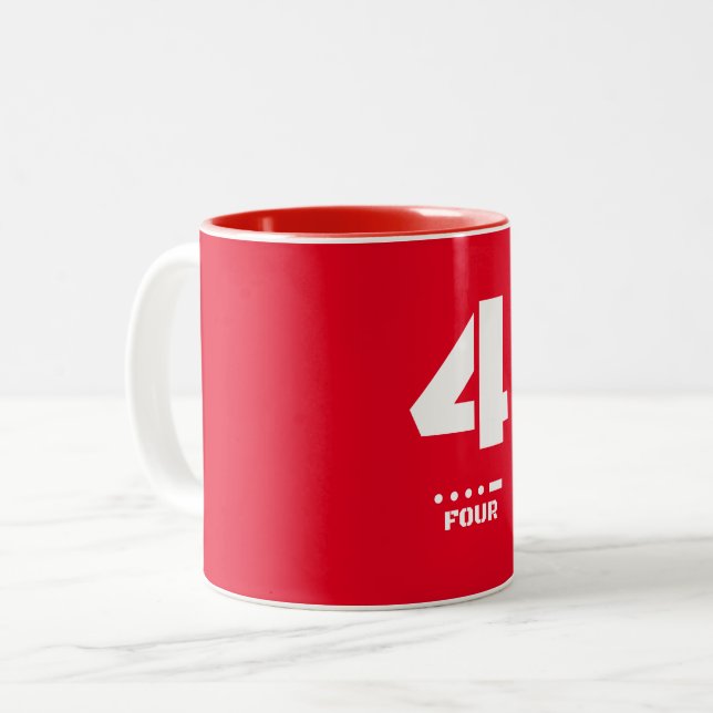 4-4 NATO Phonetische Zahl und Moralcode Zweifarbige Tasse (Vorderseite Links)