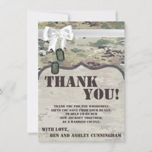 4,5 x 6,25 Carte de remerciements Camo de l'armée