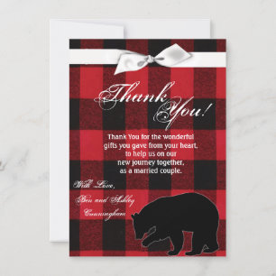 4,5 x 6,25 Carte de remerciements Ours Plaid De Bu