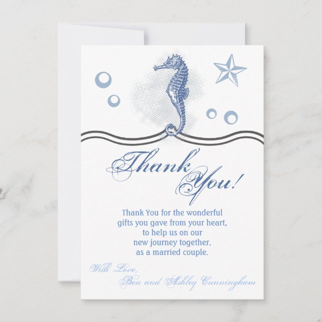4,5 x 6,25 Carte de remerciements Seahorse Sea Oce (Devant)