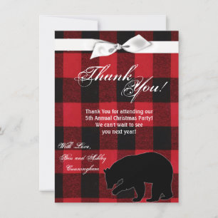 4,5 x 6,25 Cartes de remerciements Ours noir rouge