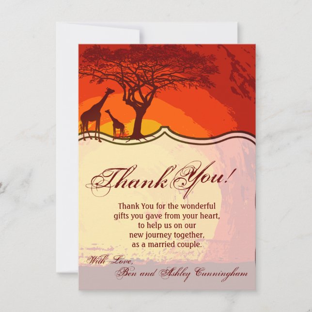 4,5x6,25 Carte de remerciements Africain Safari Gi (Devant)